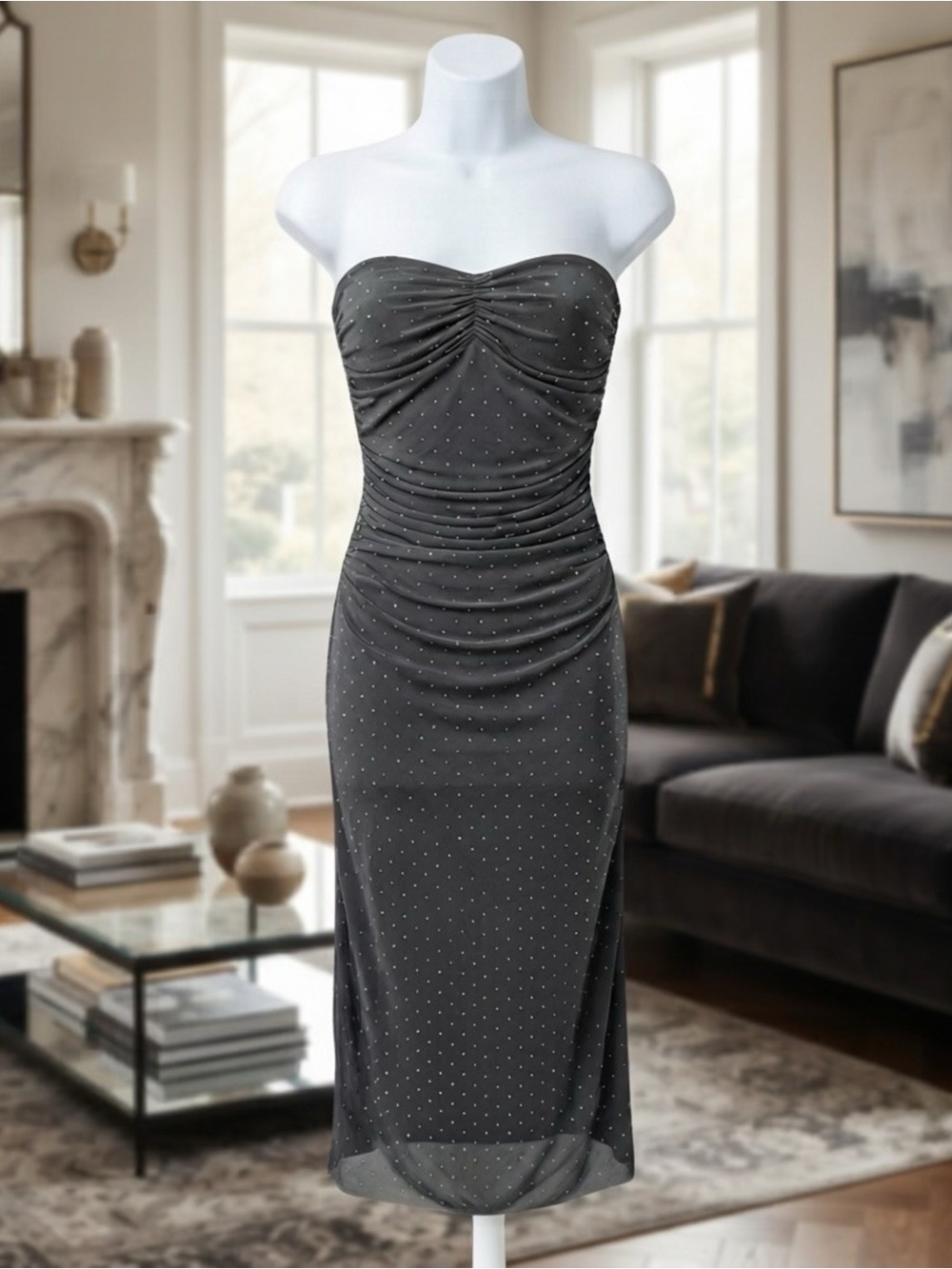 🔥VICI Strapless Gray Evening Gown🩶